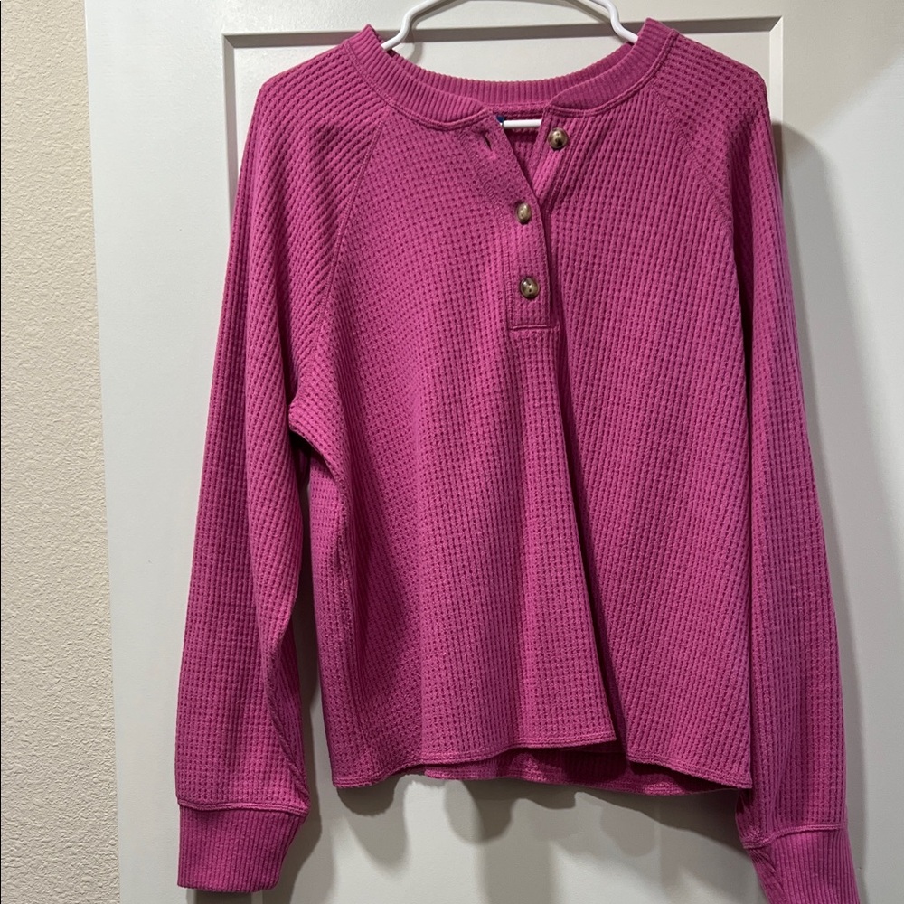 Old Navy Fuchsia Waffle Knit Long Sleeve